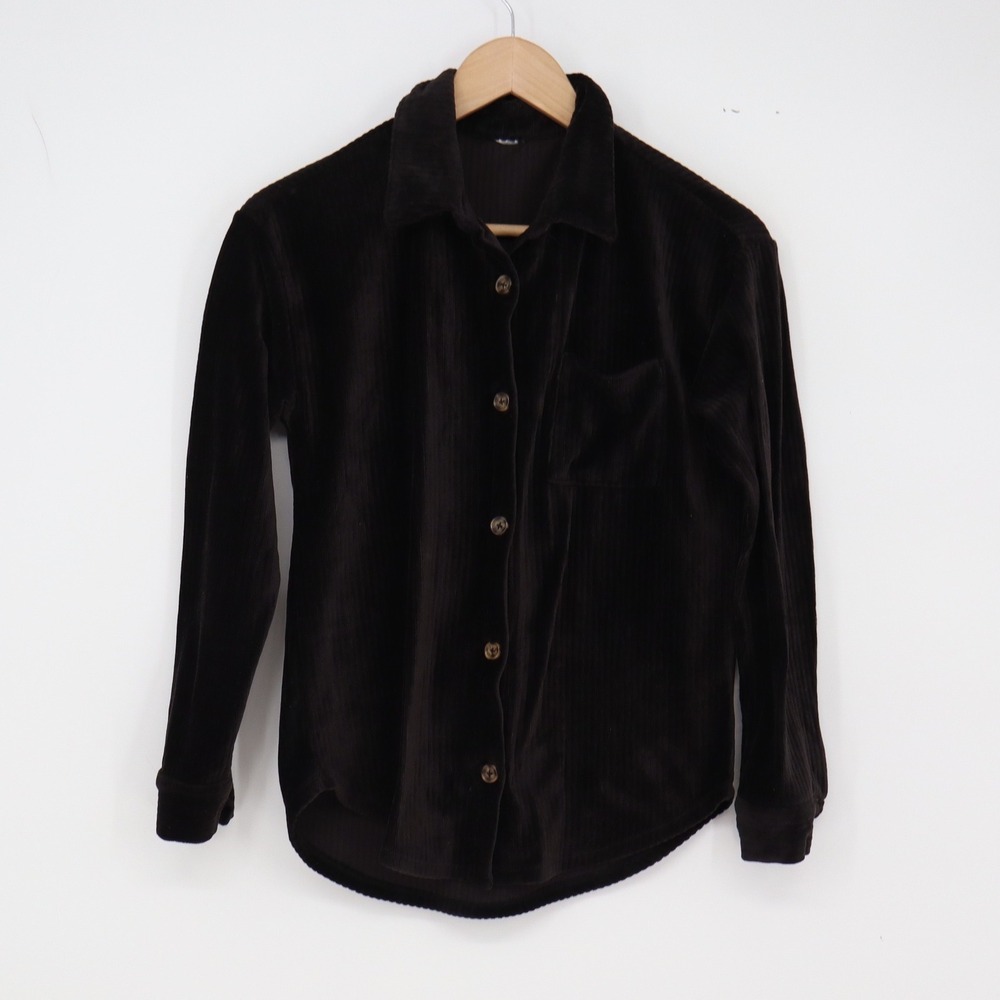 No Boundaries Button-Down Womens XS Corduroy Black Long Sleeve Shirt Excellent